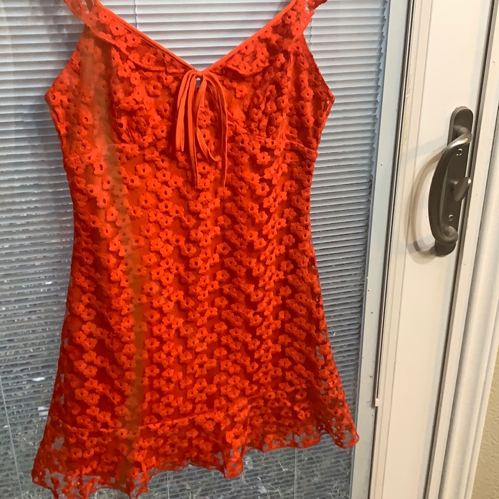 lulus red embroidered tie mini dress